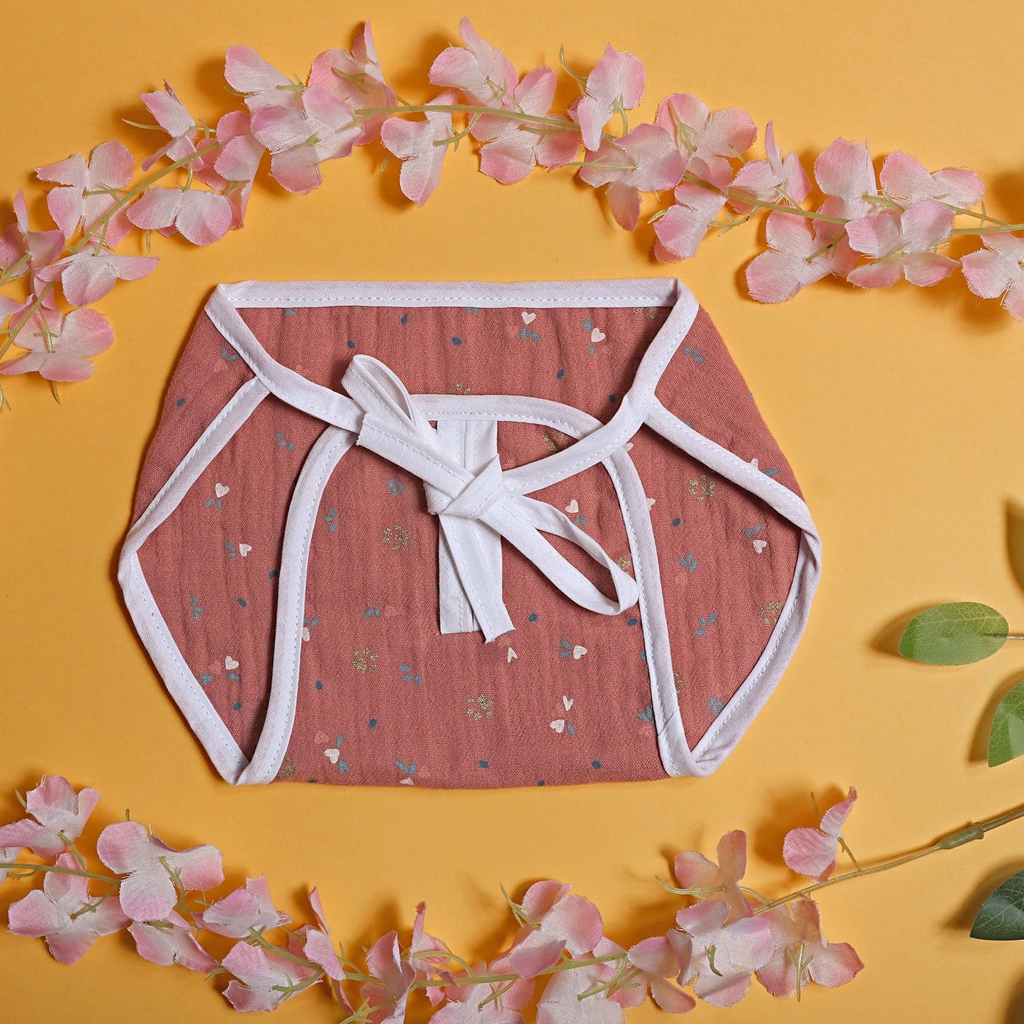 Infants Pack of 3 pink organic cotton muslin cushioned langot cloth diapers