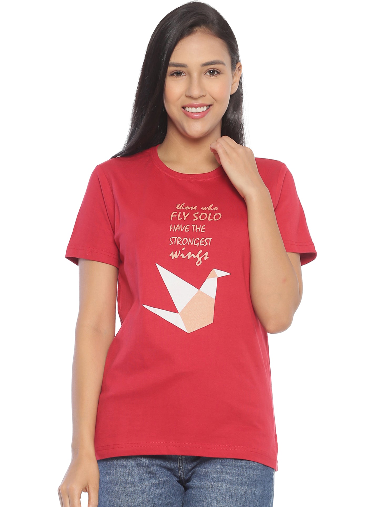 Women's Printed T-shirt(Fly Solo)