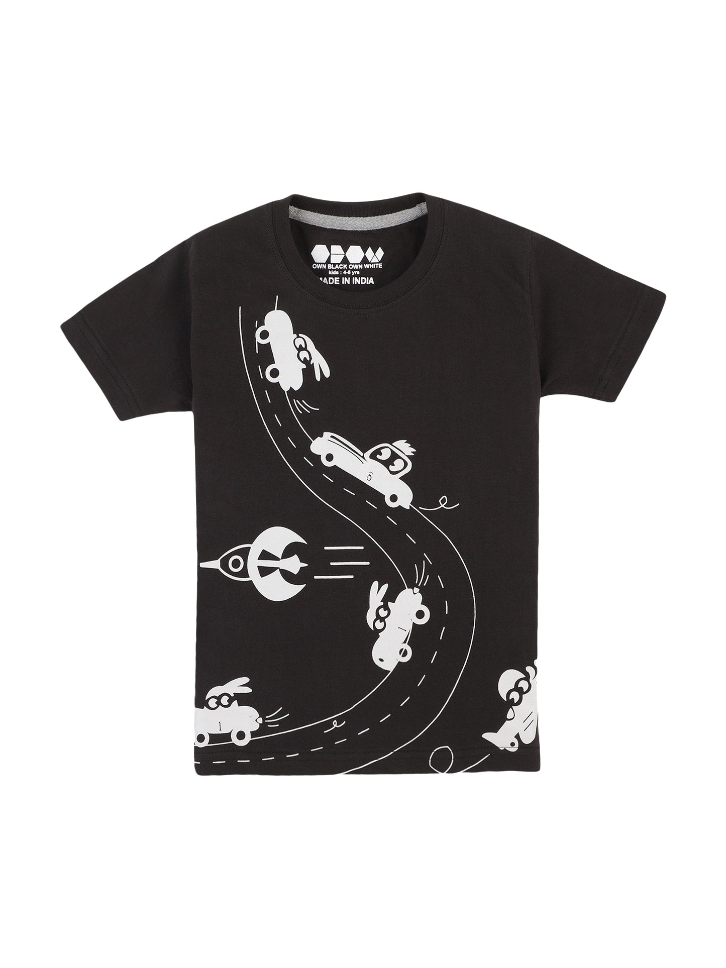 OBOW Boy's Cotton Printed Tshirt Combo (Pack of 4)