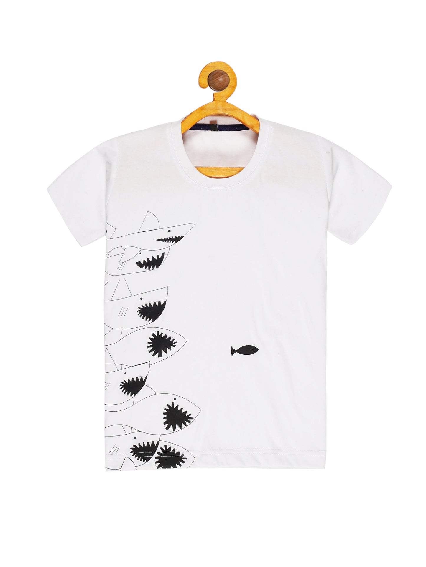 Kids Printed round neck White Fish t-shirt