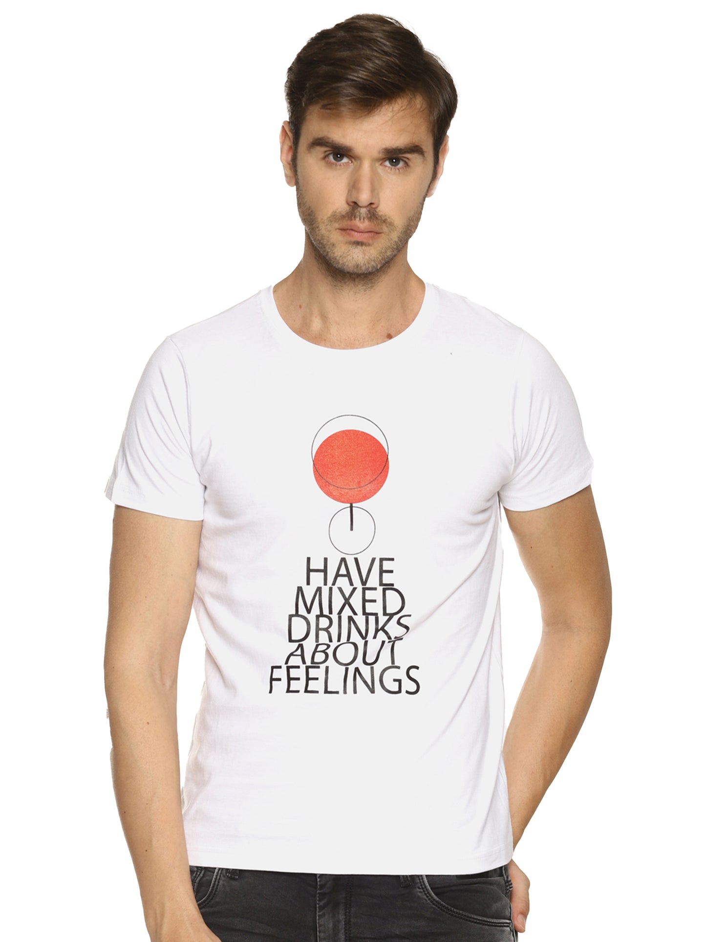 OBOW Have Mixed Printed Quirky Bold Quote Round Neck Half Sleeve Cotton White T-shirt