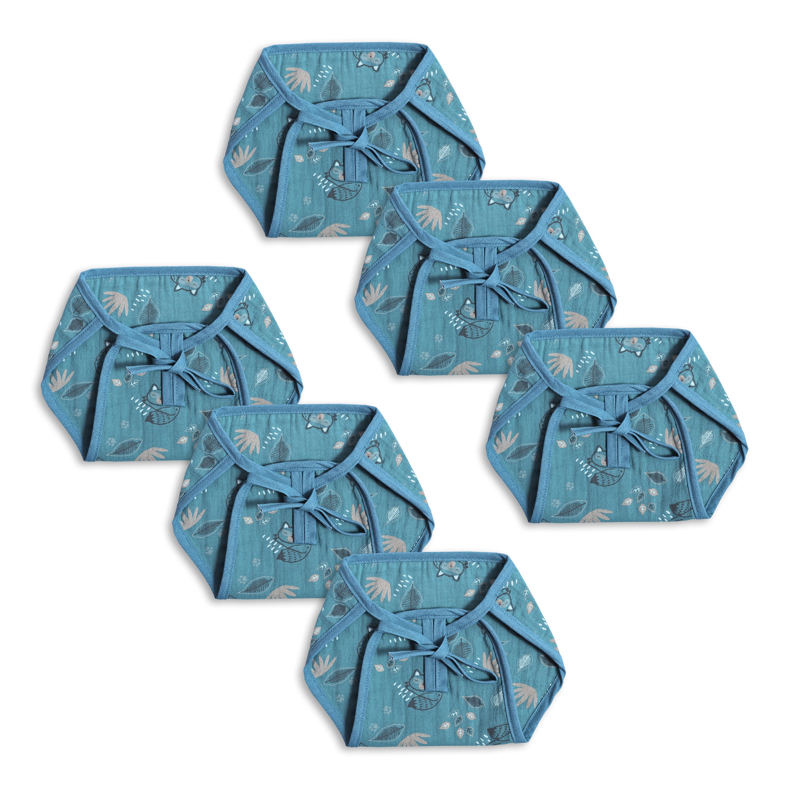 Infants Pack of blue printed organic cotton muslin cushioned