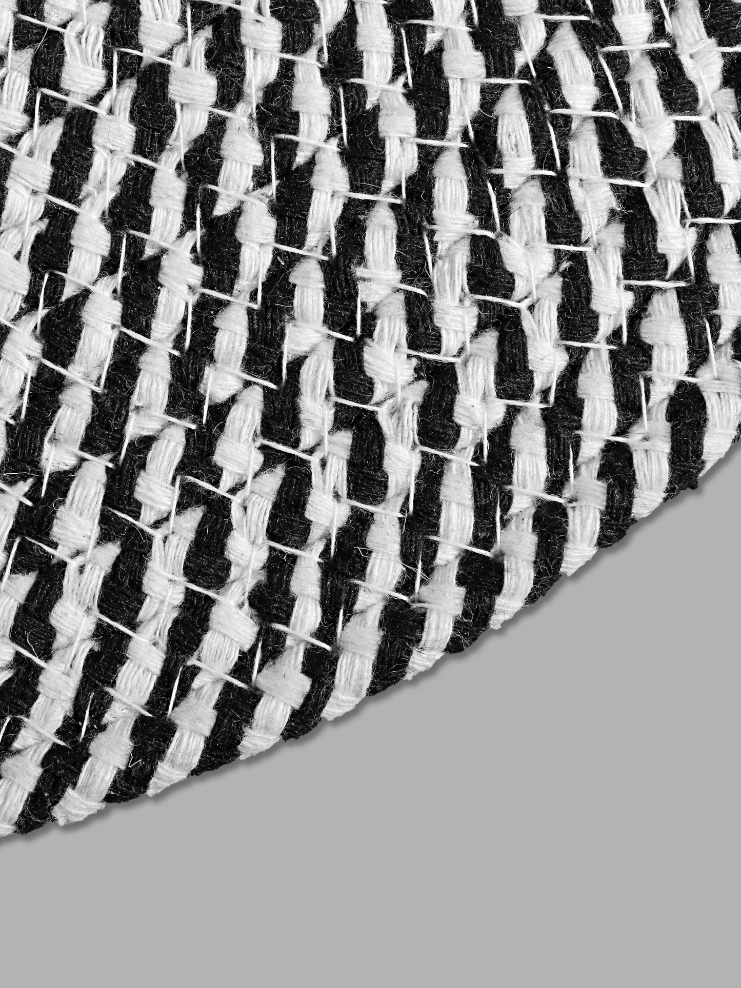 Set Of 4 Black Braided Reversible Cotton Table Placemats