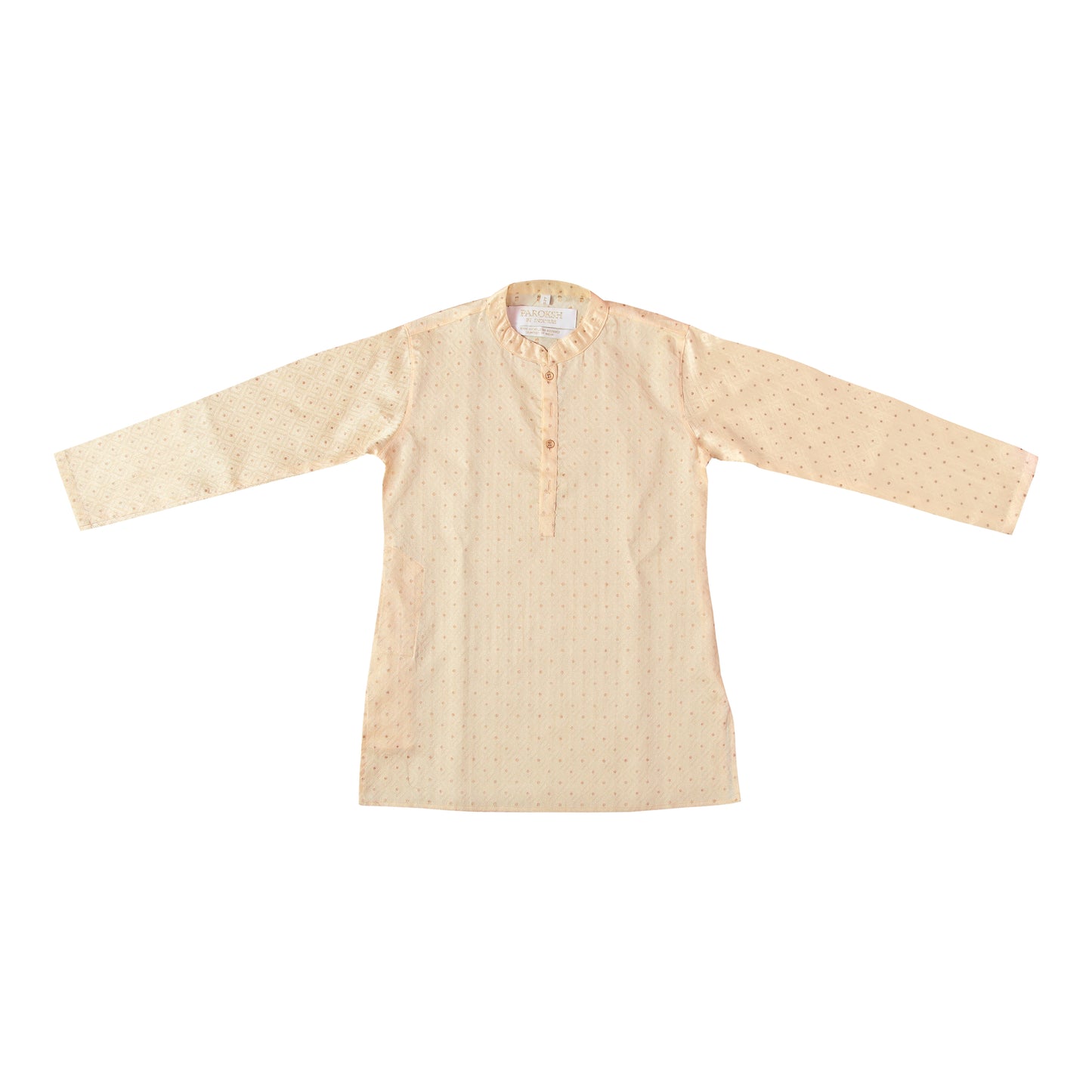 PAROKSH Boys Cream Handloom Cotton Printed Straight Kurta