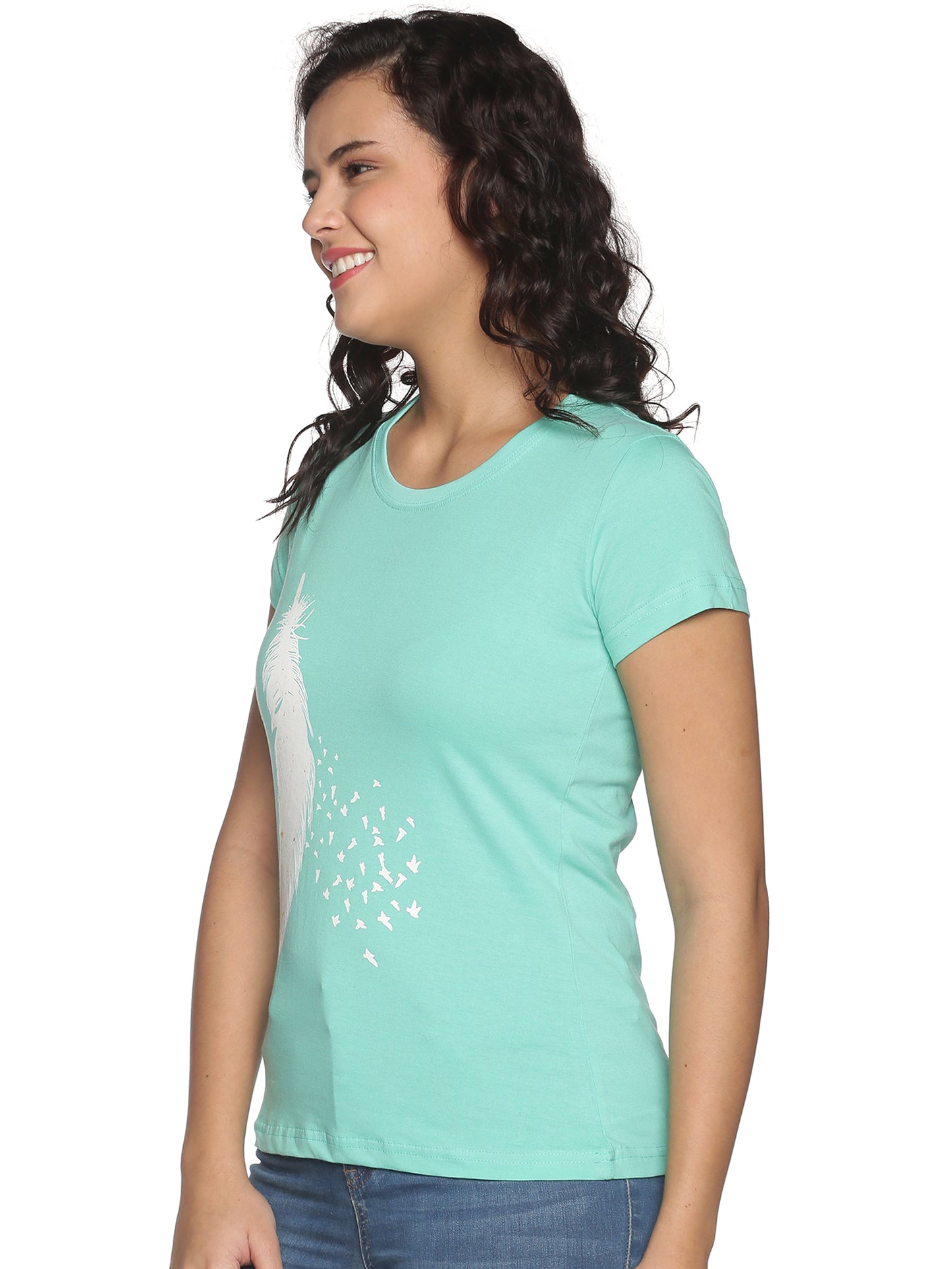 Women's Printed T-shirt(Fether)