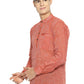 PAROKSH Men's Pink Solid Handloom Cotton Short Kurta