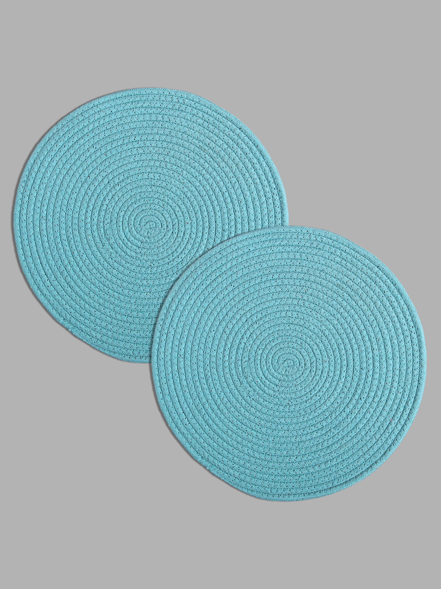 Set Of 2 Blue Braided Reversible cotton Table Placemats