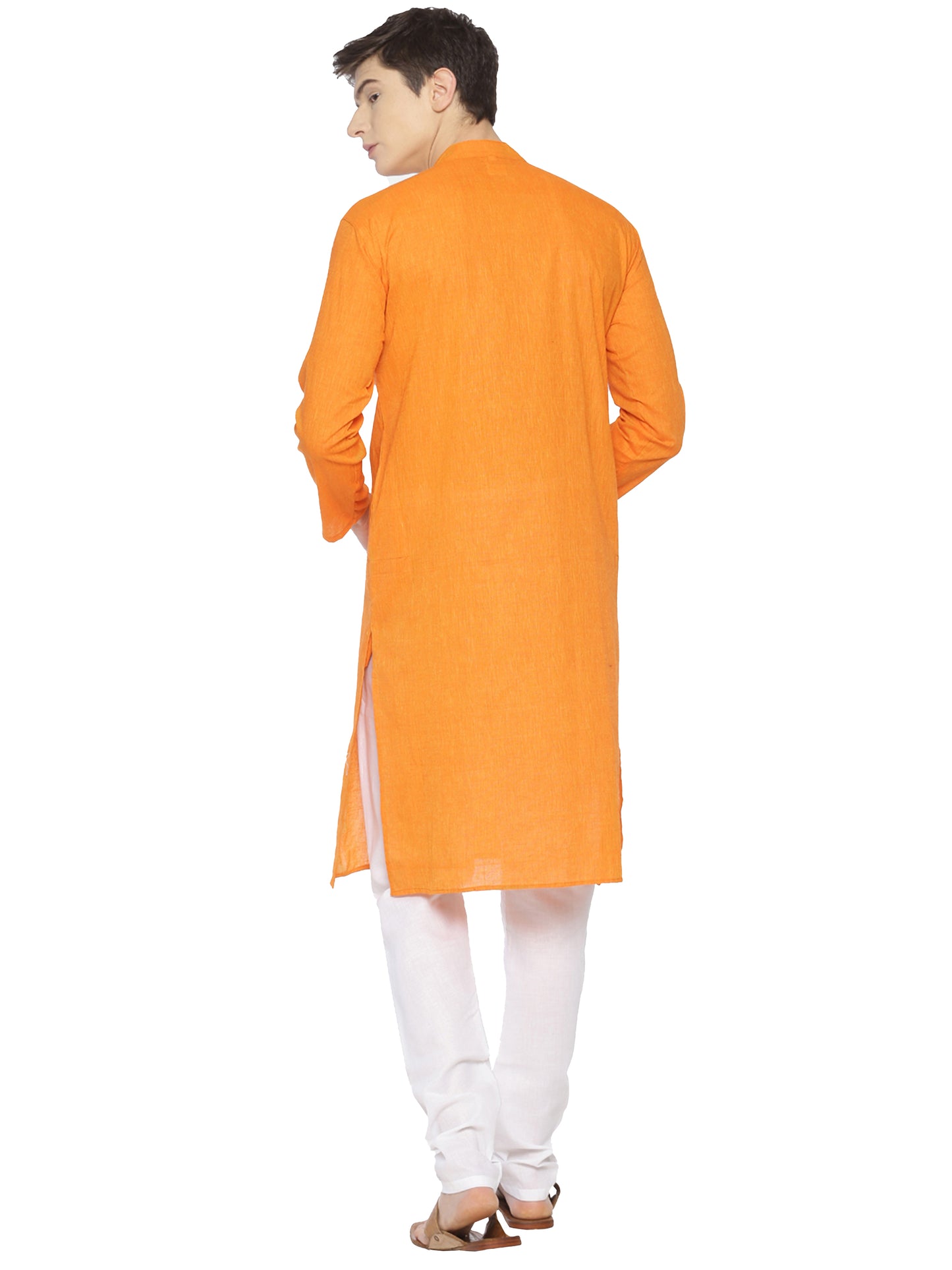 PAROKSH Mens Kesari Long Pure Handloom Ethnic Cotton Kurta