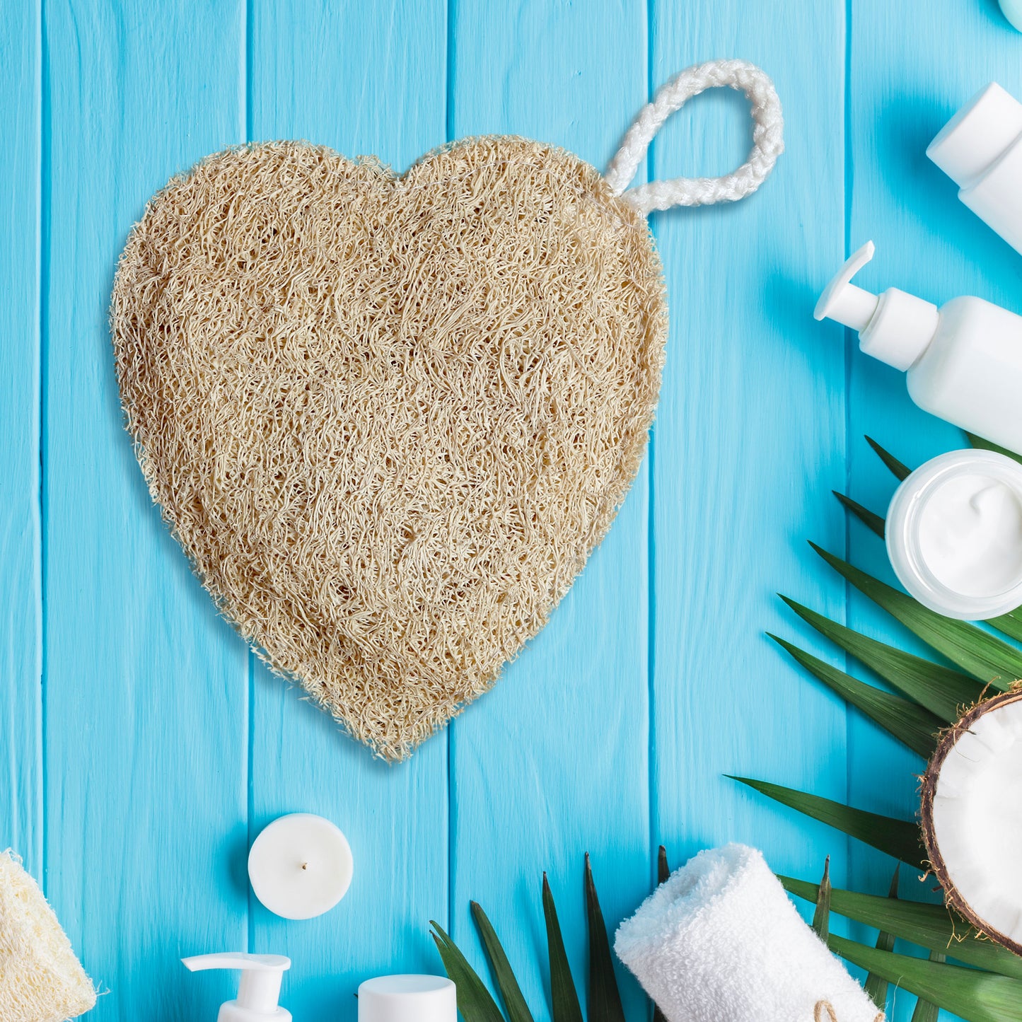 Natural Loofah Heart-Shaped Body Scrubber Pack of 2
