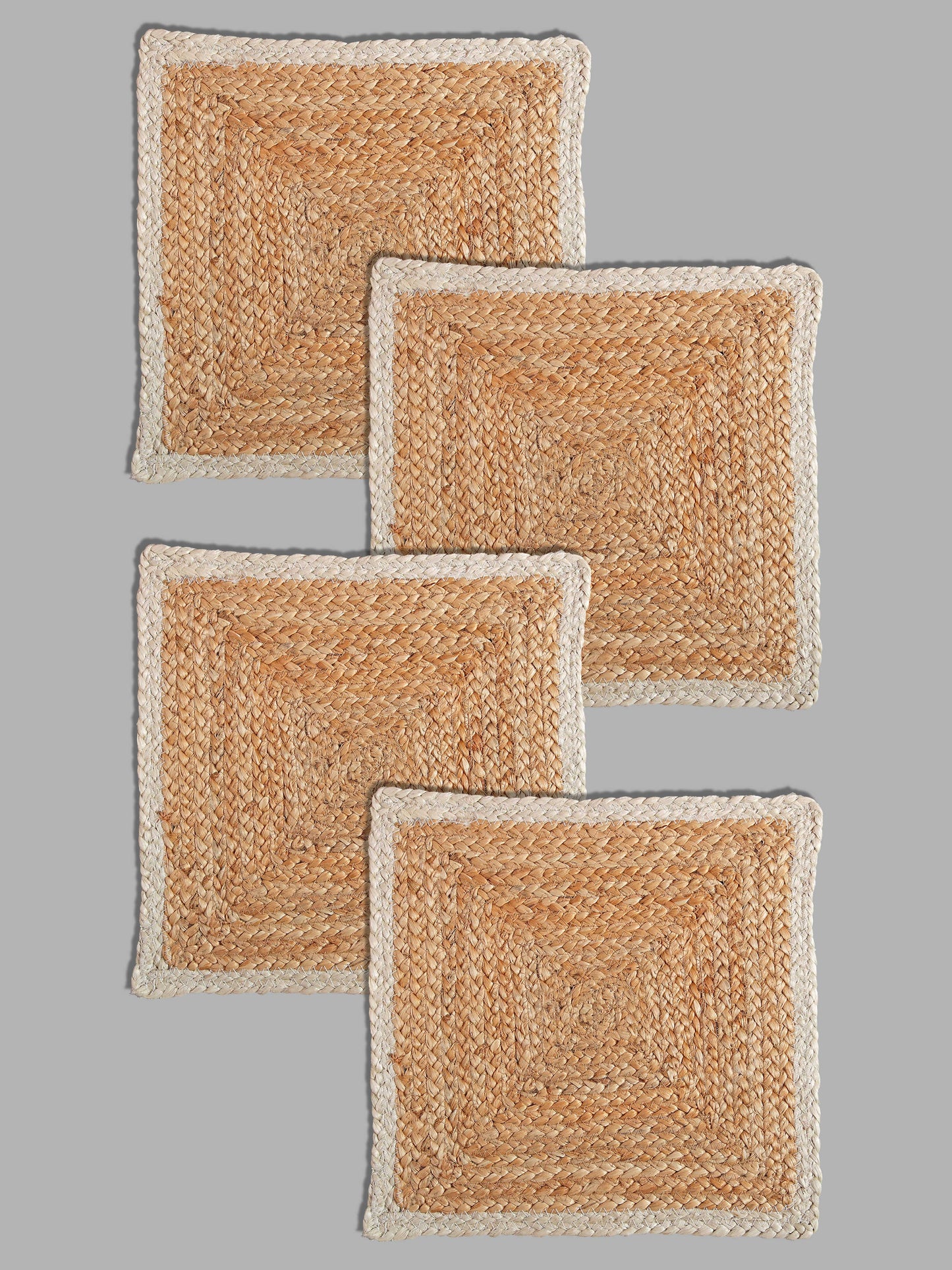 Set Of 4 brown Braided Reversible jute Table Placemats