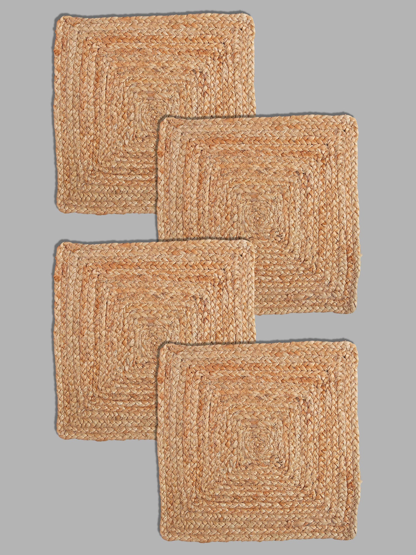Set Of 4 brown Braided Reversible jute Table Placemats