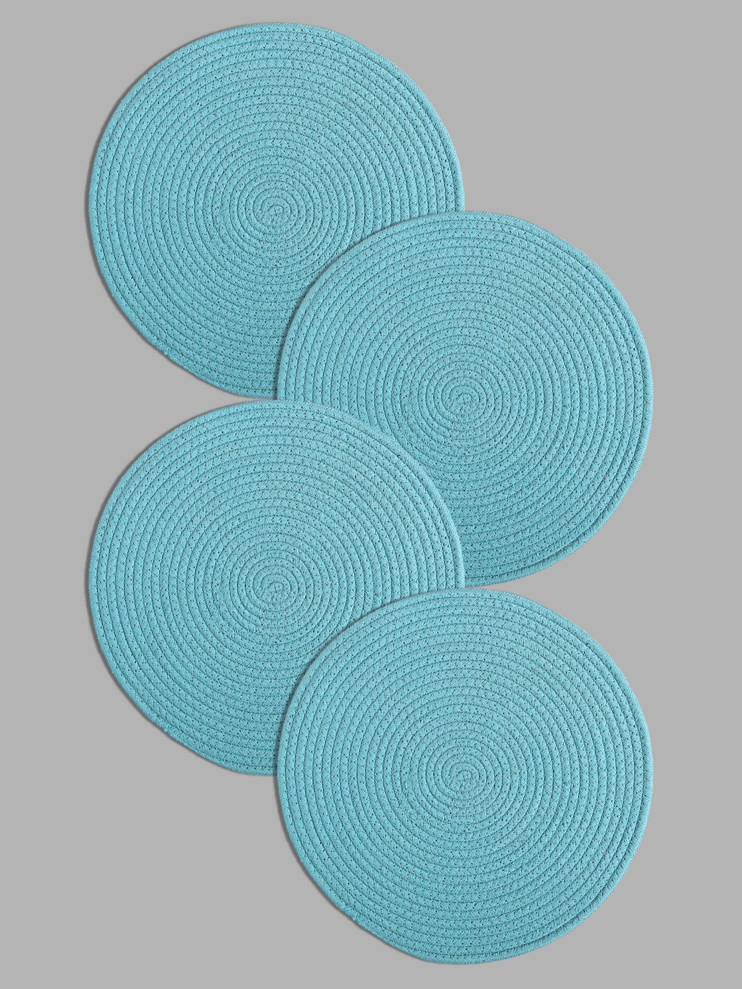 Set Of 4 Blue Braided Reversible cotton Table Placemats