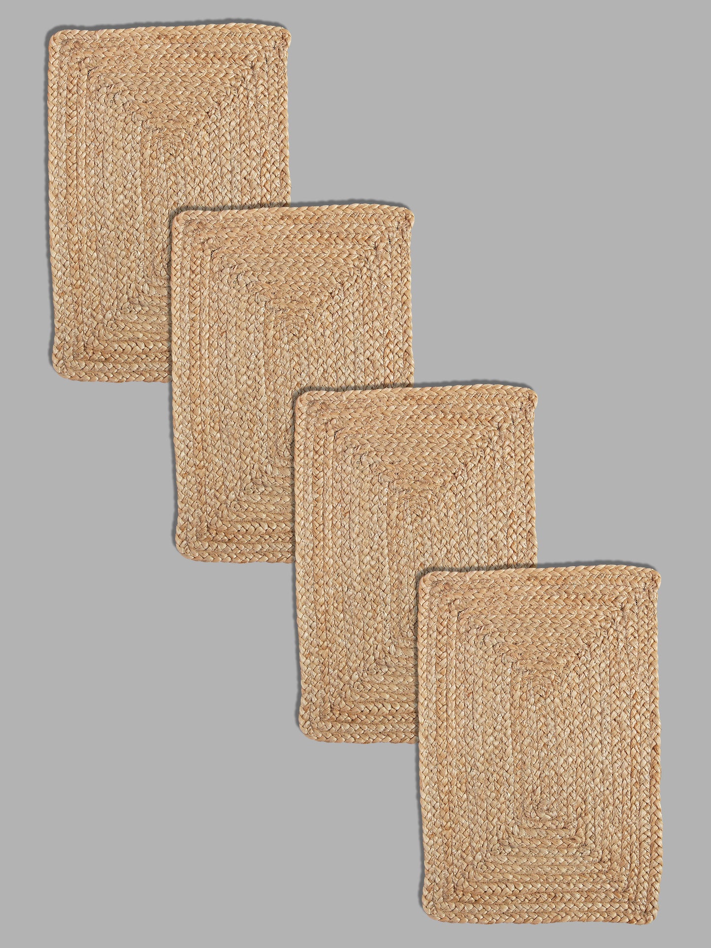 Set Of 4 brown Braided Reversible jute Table Placemats