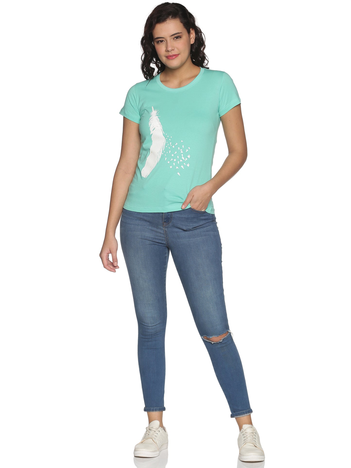 Women's Printed T-shirt(Fether)