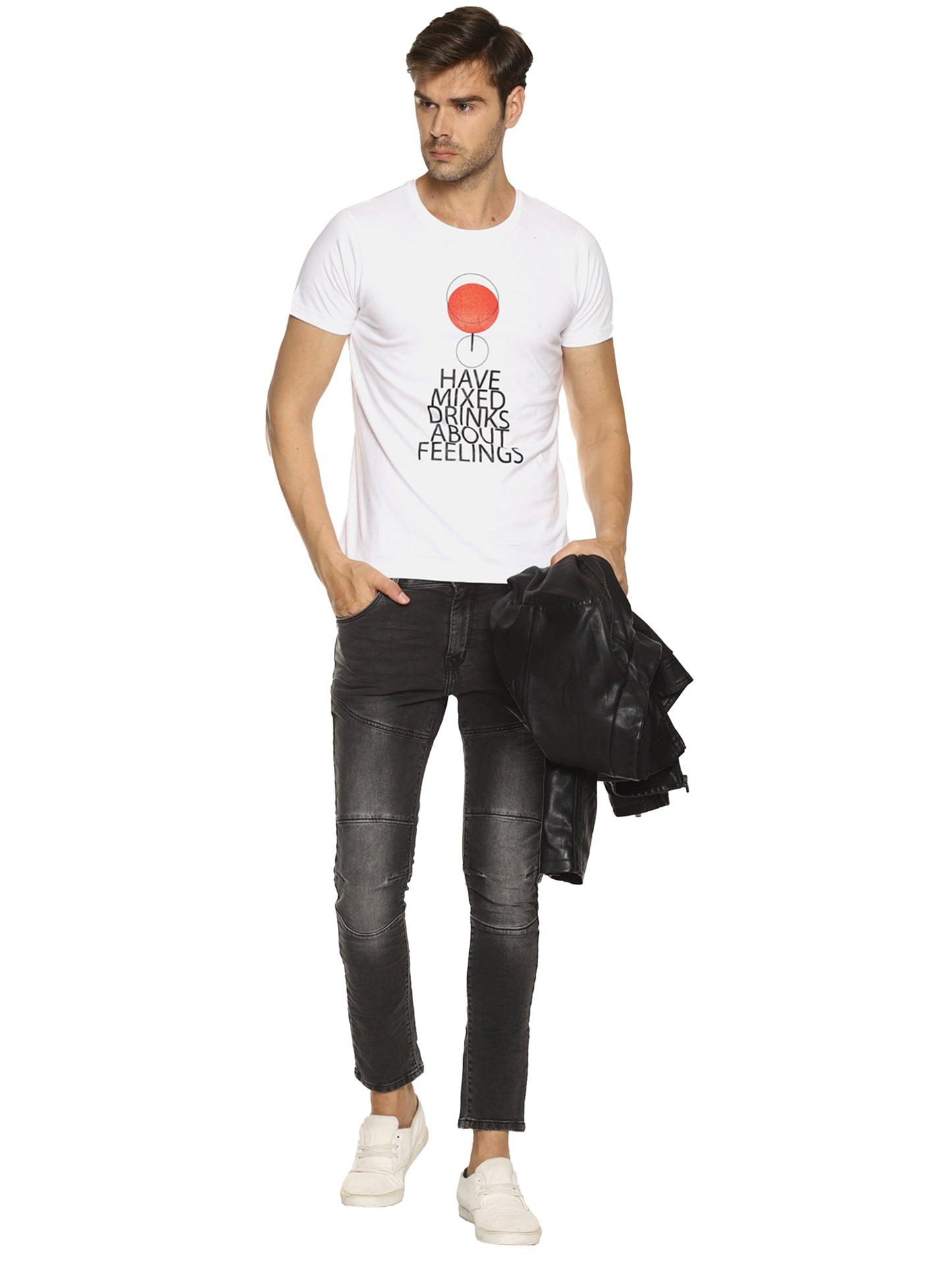OBOW Have Mixed Printed Quirky Bold Quote Round Neck Half Sleeve Cotton White T-shirt