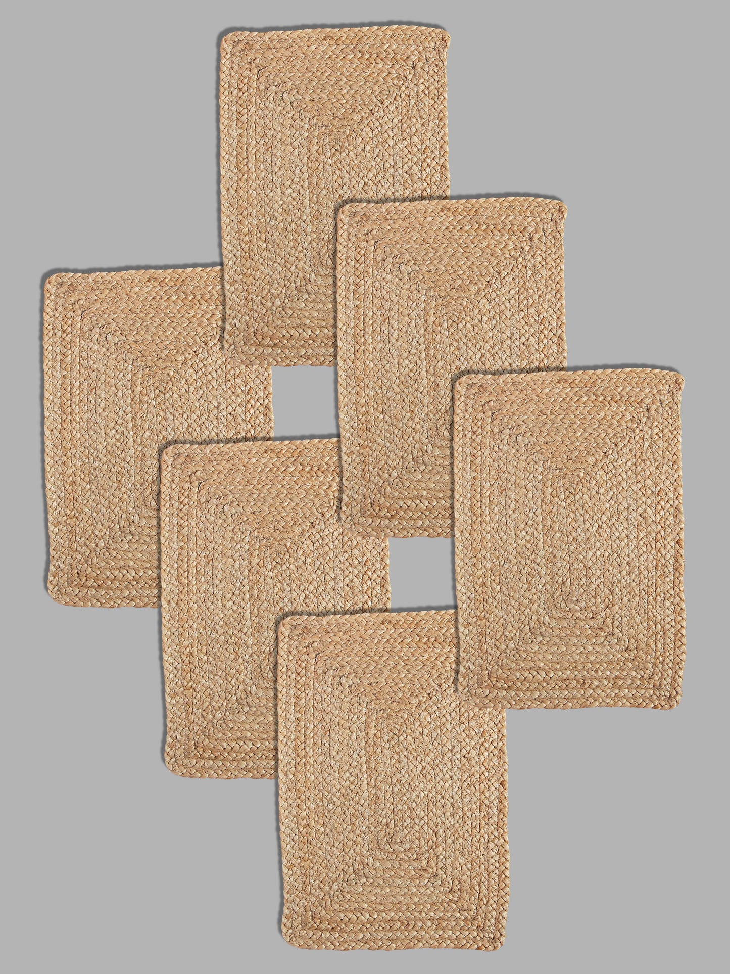 Set Of 6 brown Braided Reversible jute Table Placemats
