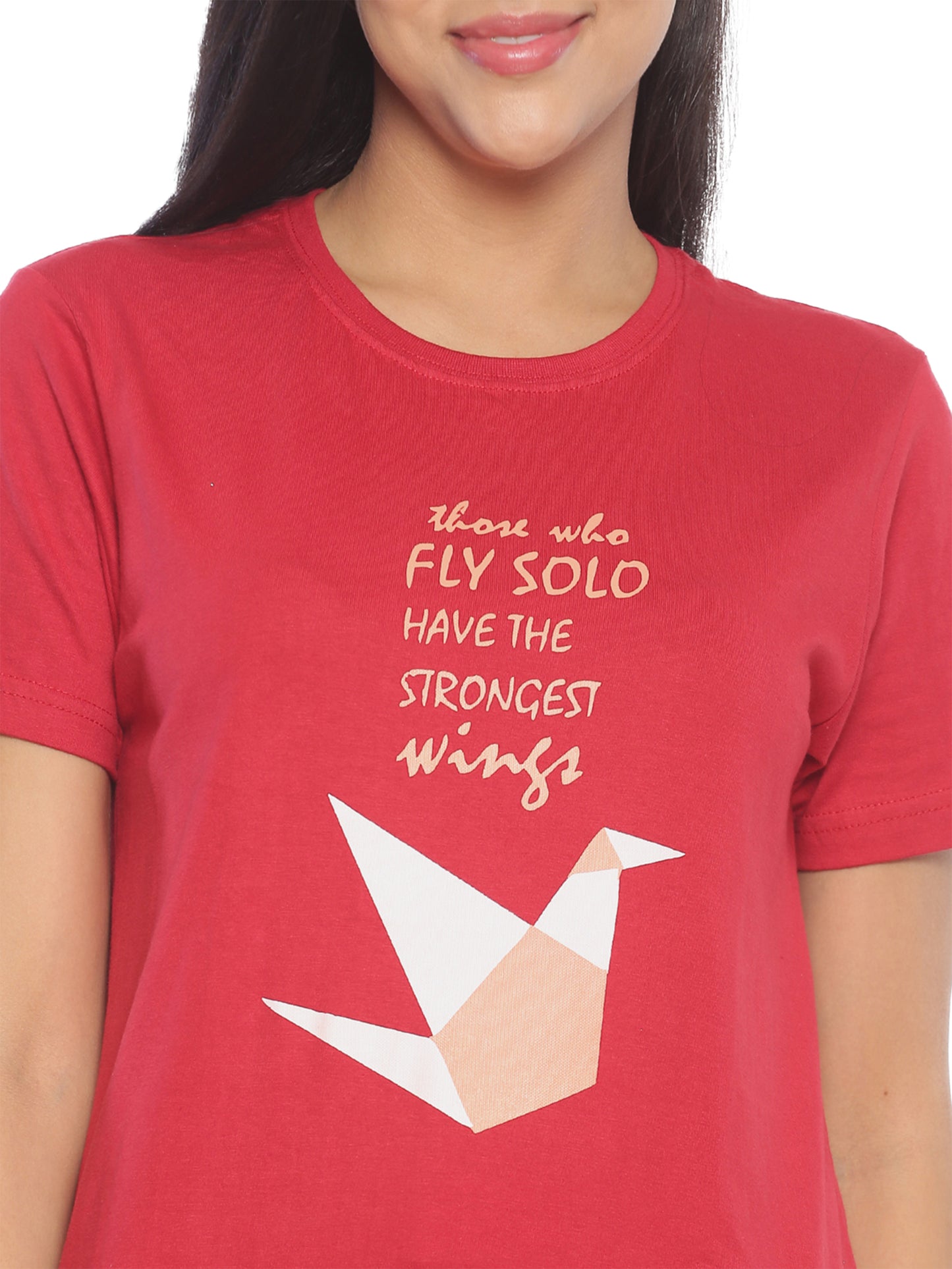 Women's Printed T-shirt(Fly Solo)