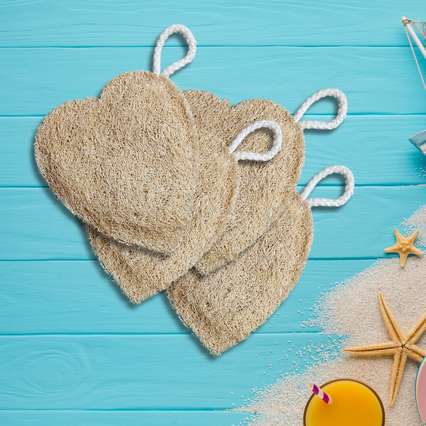 Natural Loofah Heart-Shaped Body Scrubber Pack of 2