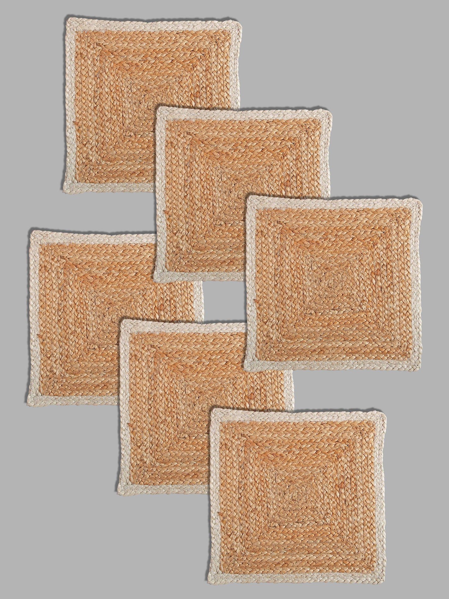 Set Of 6 brown Braided Reversible jute Table Placemats
