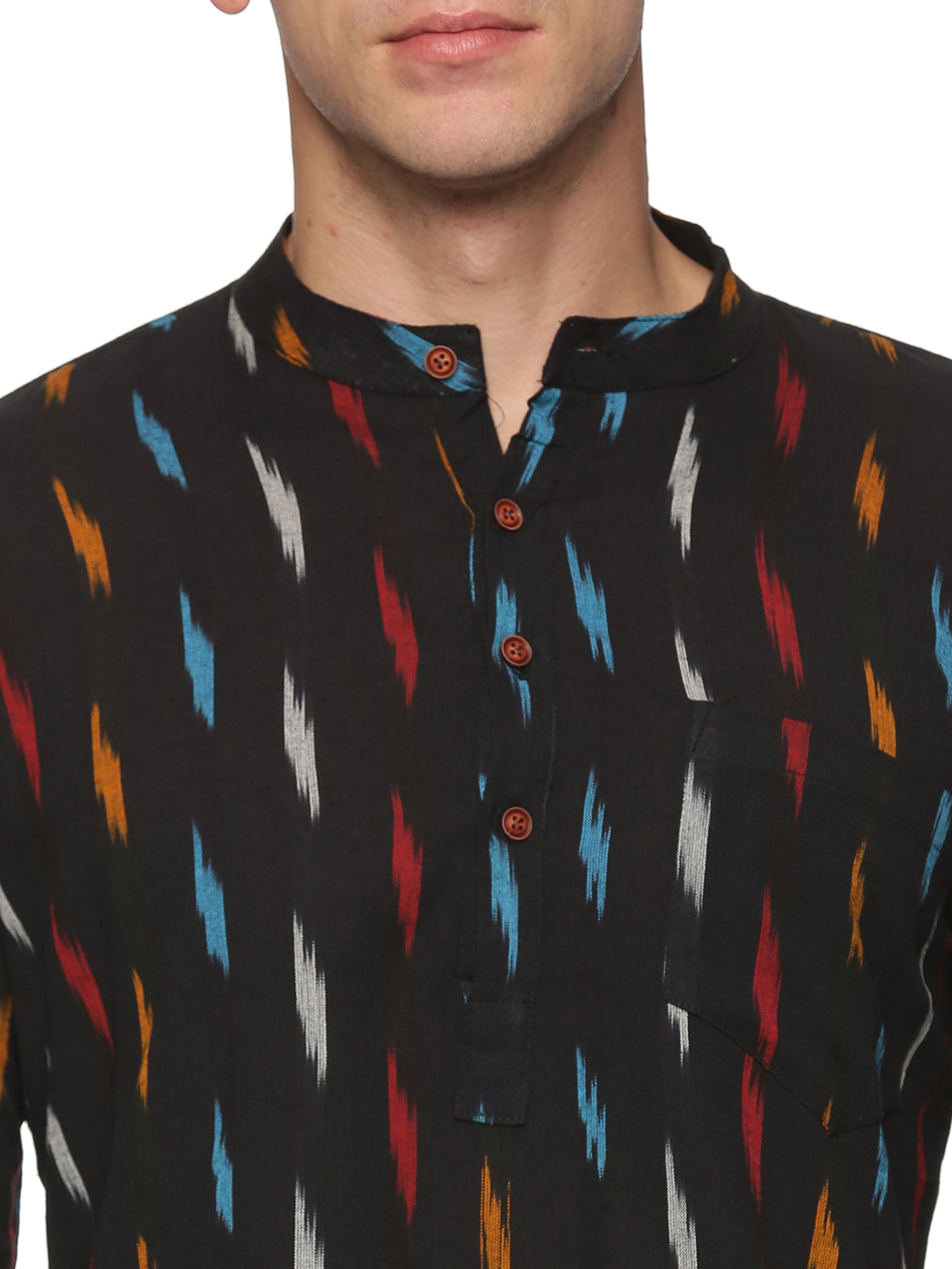 PAROKSH Men Black Printed Cotton Kurta