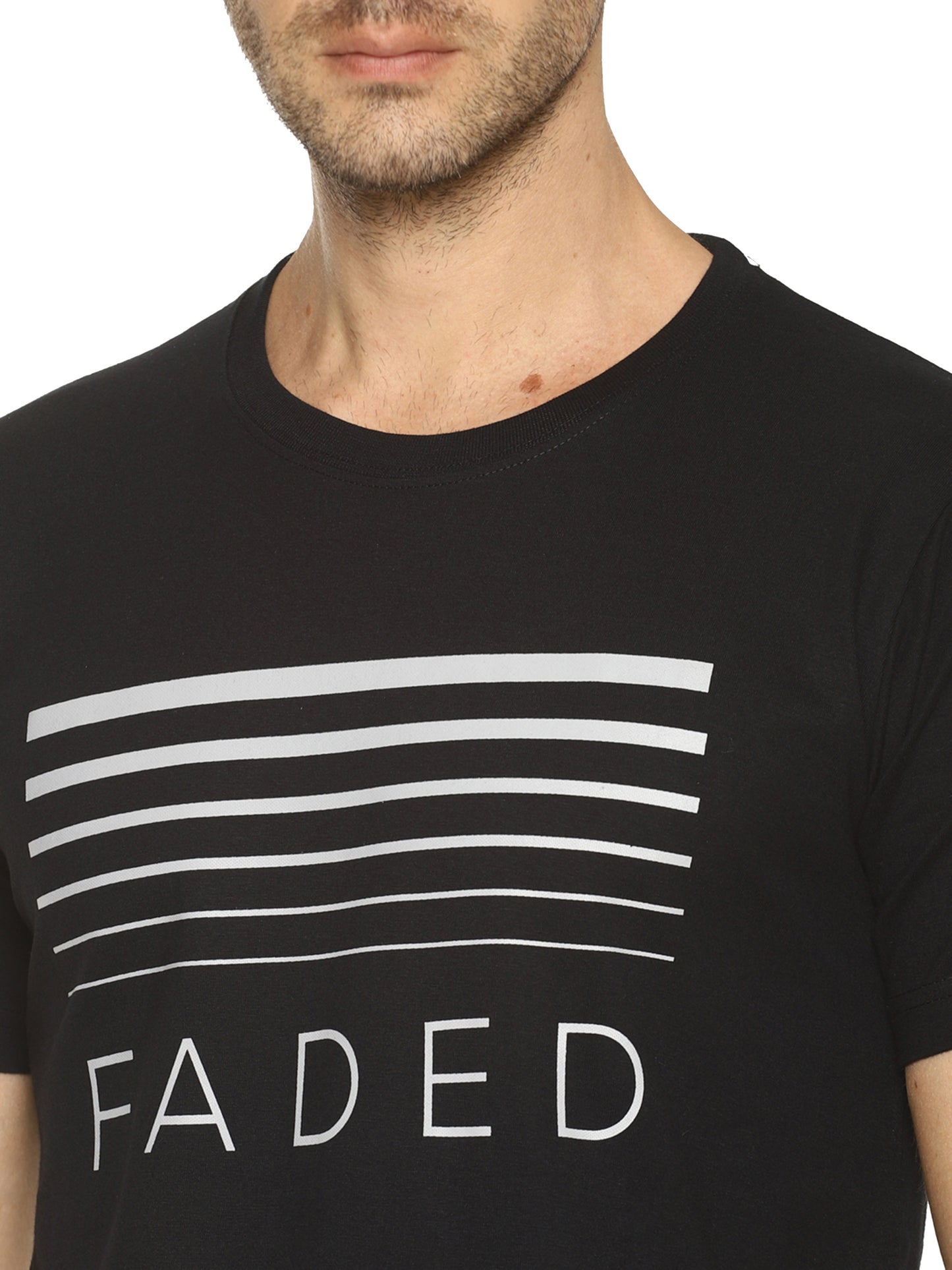 OBOW Black Printed Quirky Bold Quote Round Neck Half Sleeve Cotton Tshirt