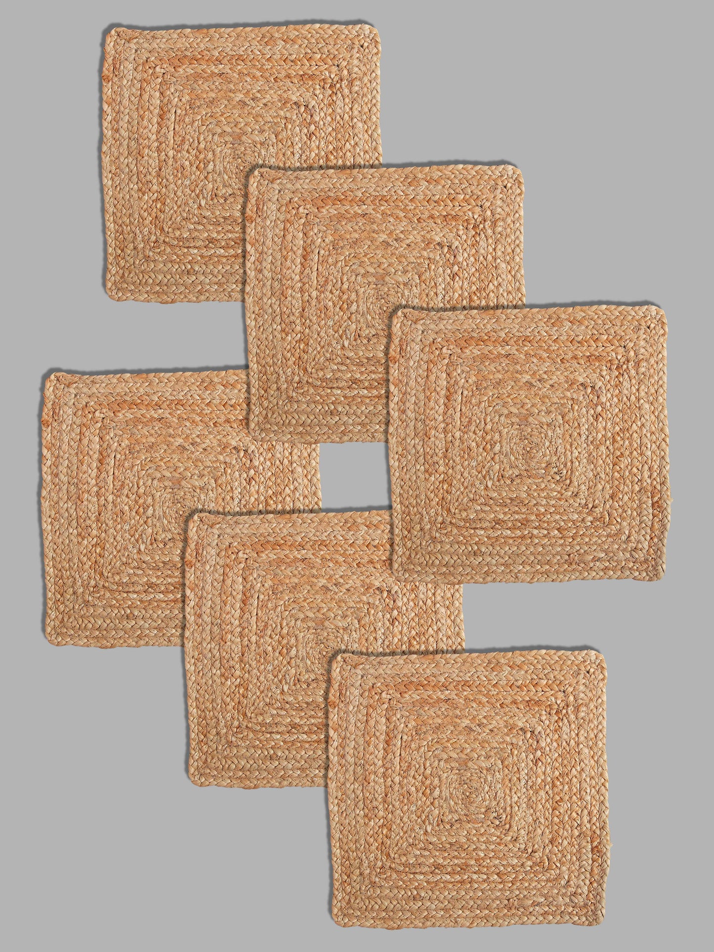 Set Of 6 brown Braided Reversible jute Table Placemats