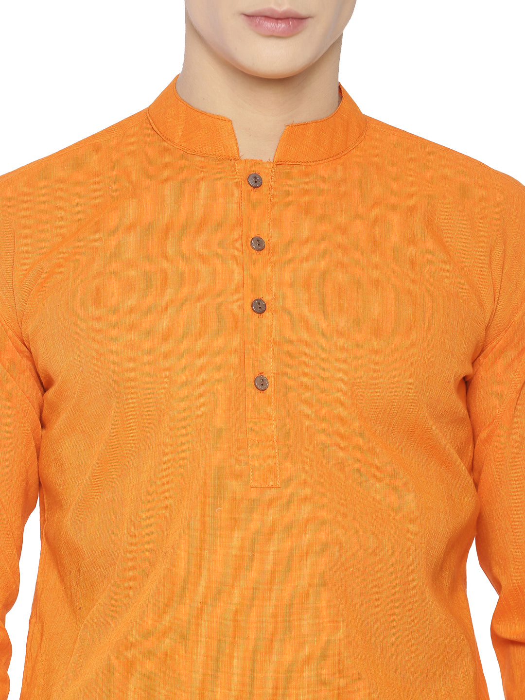 PAROKSH Mens Kesari Long Pure Handloom Ethnic Cotton Kurta