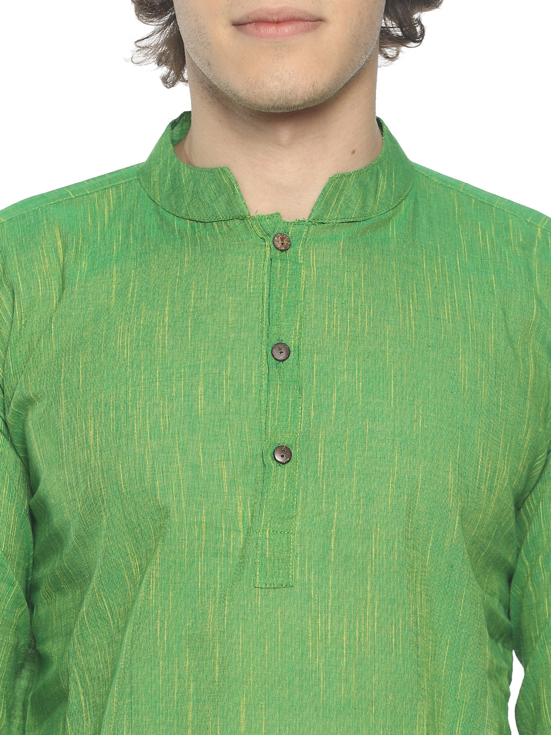 PAROKSH Mens Green Long Pure Handloom Ethnic Cotton Kurta
