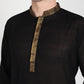 Paroksh Men's Black Self Design Pure Cotton Straight Kurta