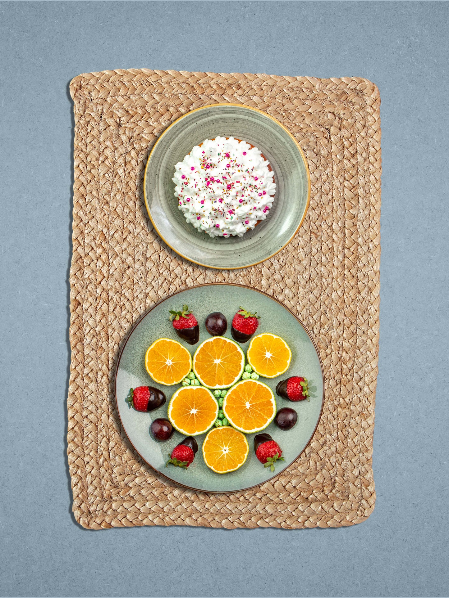 Set Of 2 brown Braided Reversible jute Table Placemats