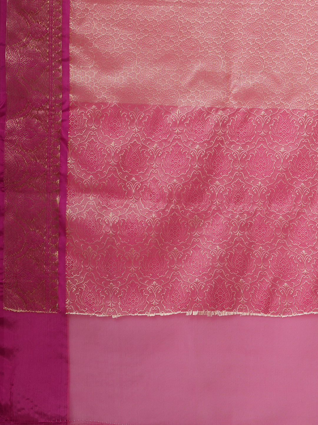 Women's Handloom Kora Muslin Tanchui Woven Pink saree with zari pallu