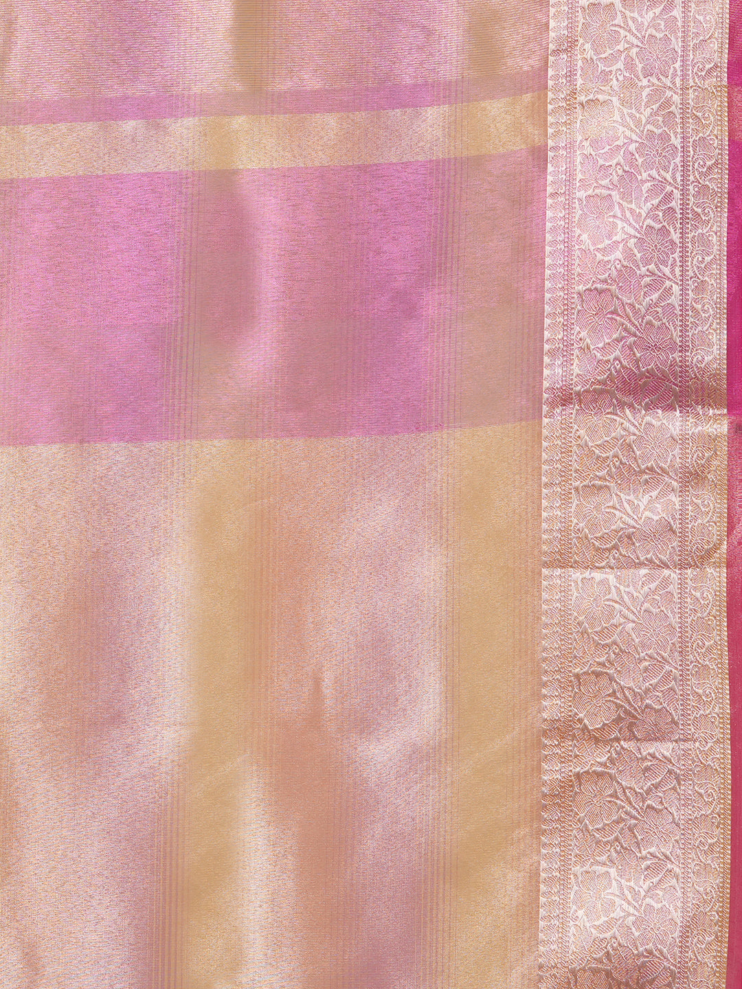 Women's Handloom Kora Muslin Tanchui Woven Pink saree with zari pallu