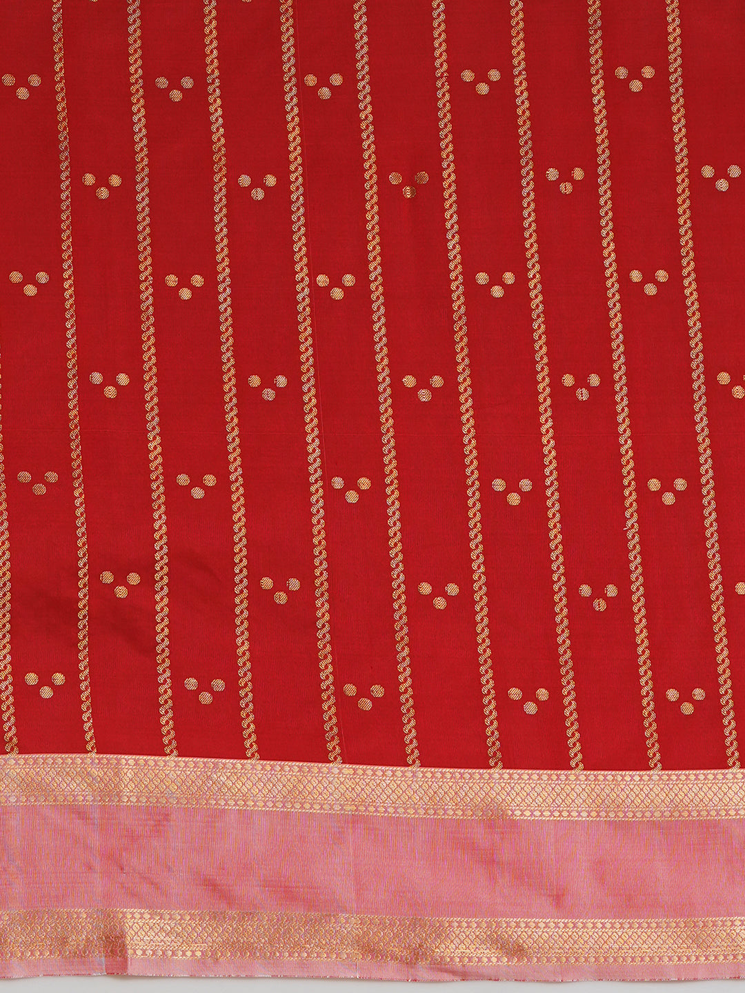 Women's Handloom red striped saree with Zari Border