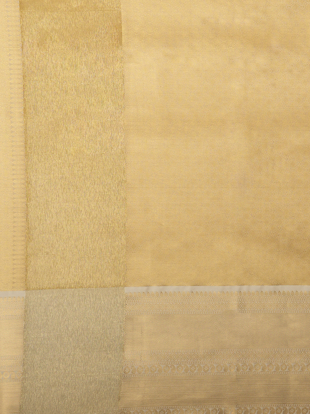 Women's Handloom Banarasi Solid gold saree with broad Zari Border