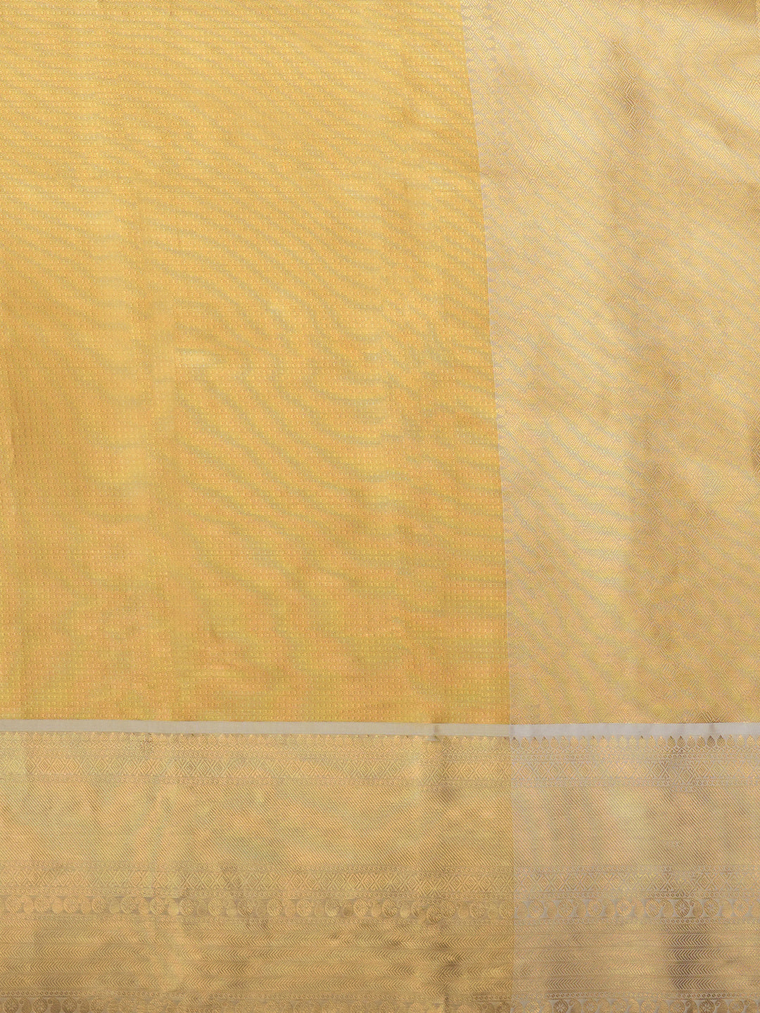 Women's Handloom Banarasi Solid gold saree with broad Zari Border