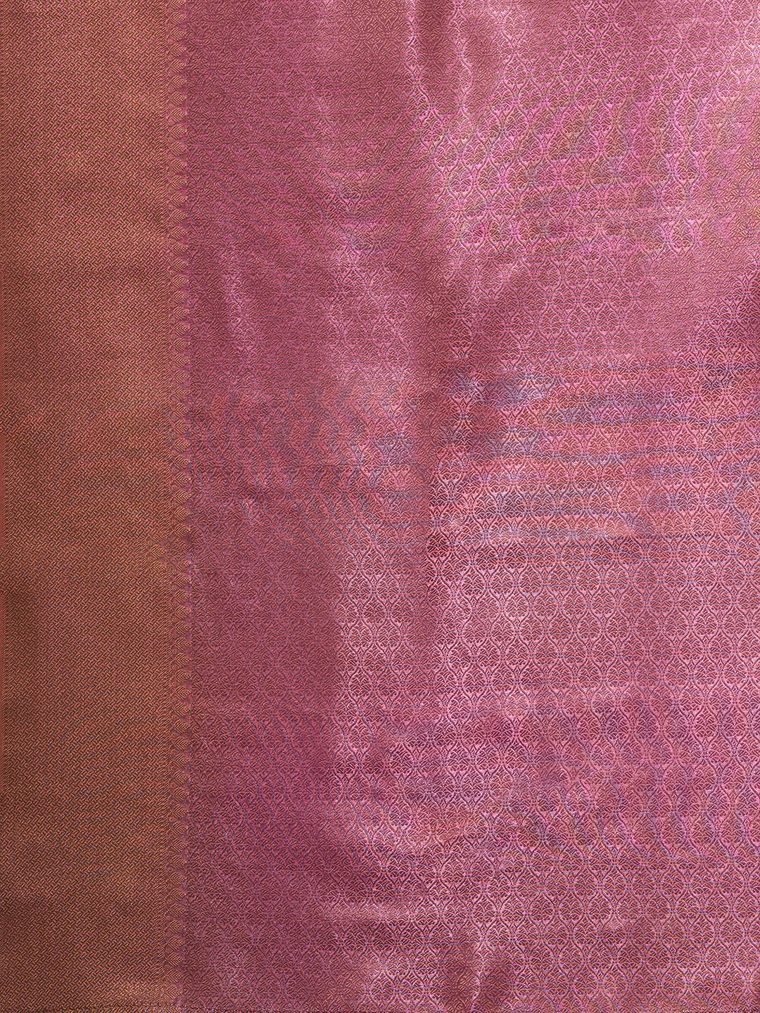 Women's Handloom pink floral banarasi tissue saree with Zari Border