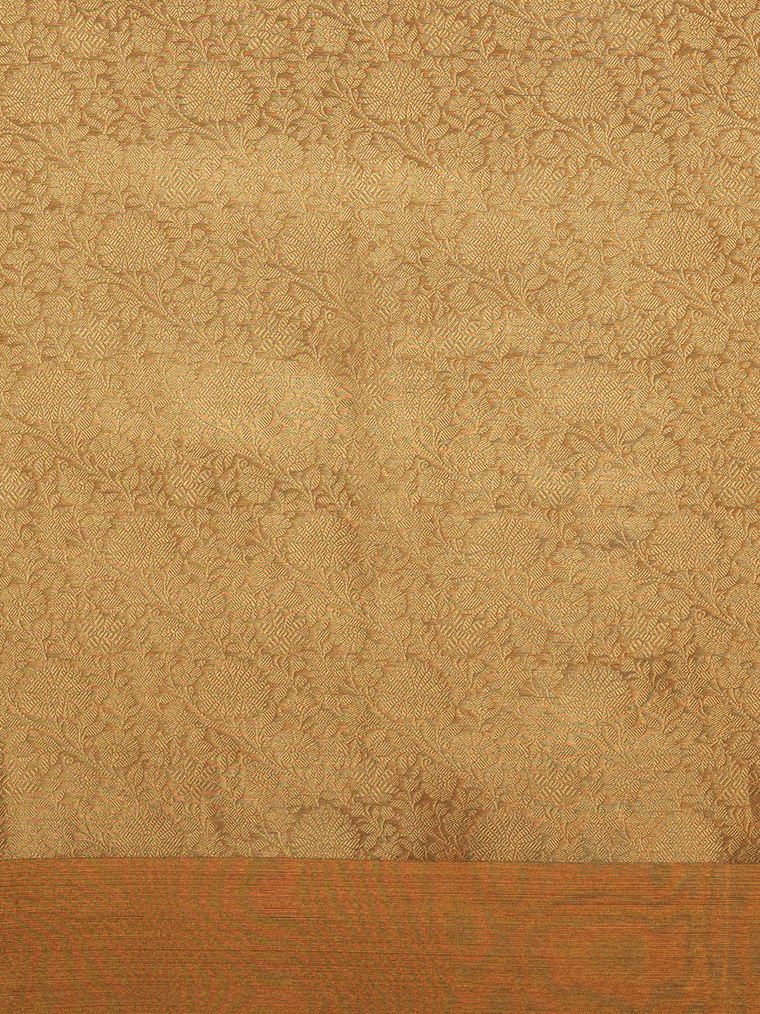 Women's Handloom floral golden banarasi tissue saree with Zari Border