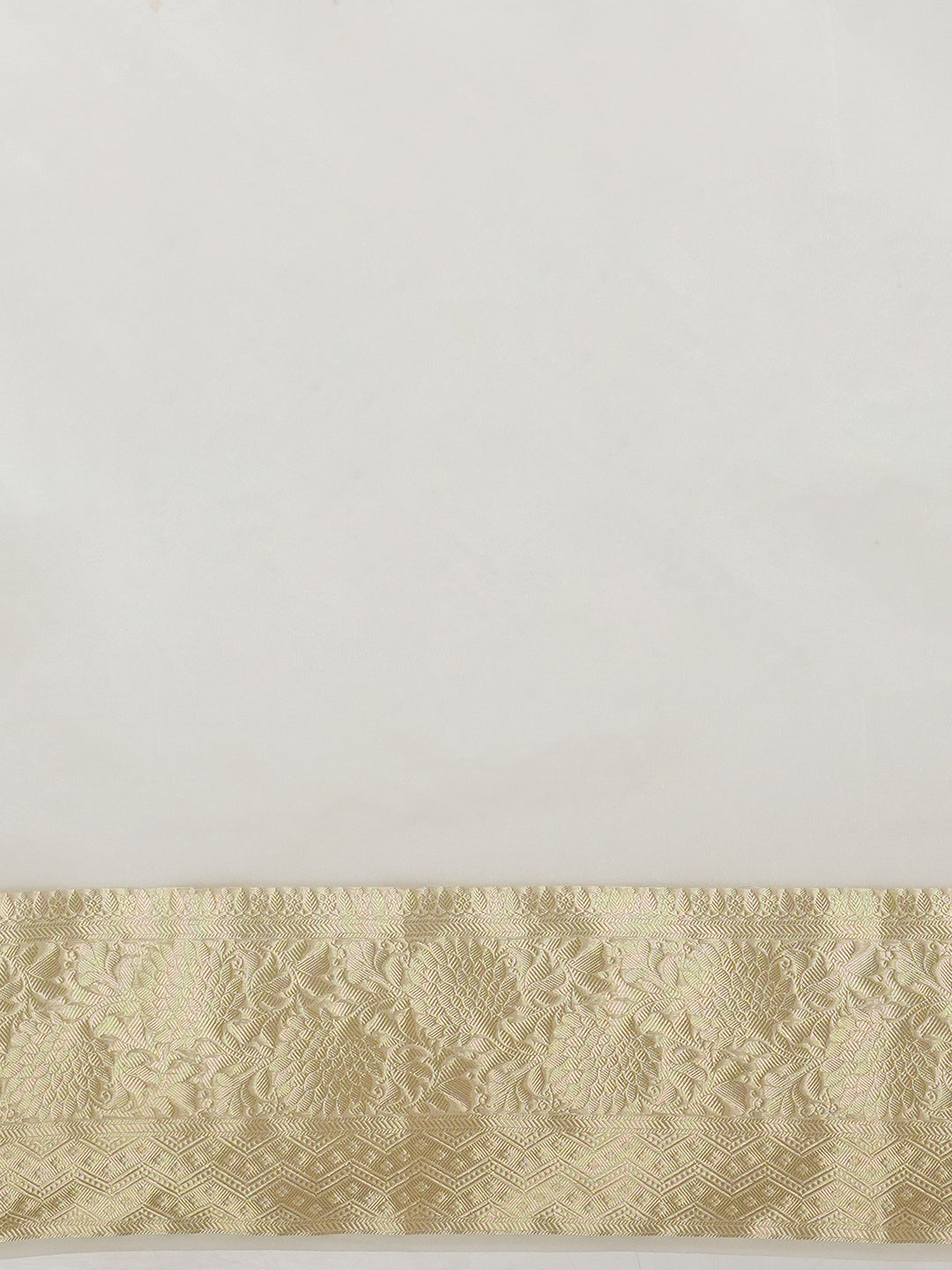 Women's Handloom white kasavu organza saree with Zari Border