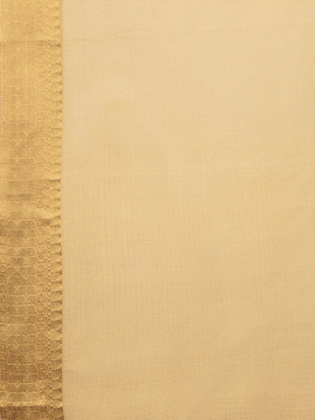 PAROKSH Women's Handloom Kora Tissue Organza Woven Golden Saree with Zari Pallu, Cotton Silk