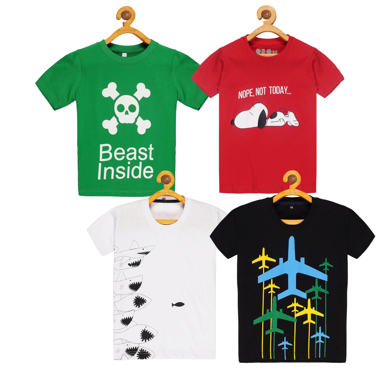 OBOW Boy's Cotton Printed Tshirt Combo (Pack of 4)