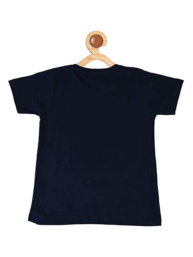 Kids Printed round neck navy blue t-shirt