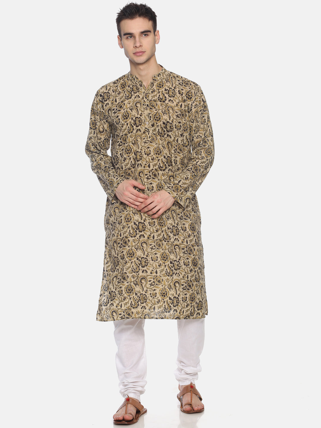 PAROKSH Men Mauve Beige woven Straight Kurta