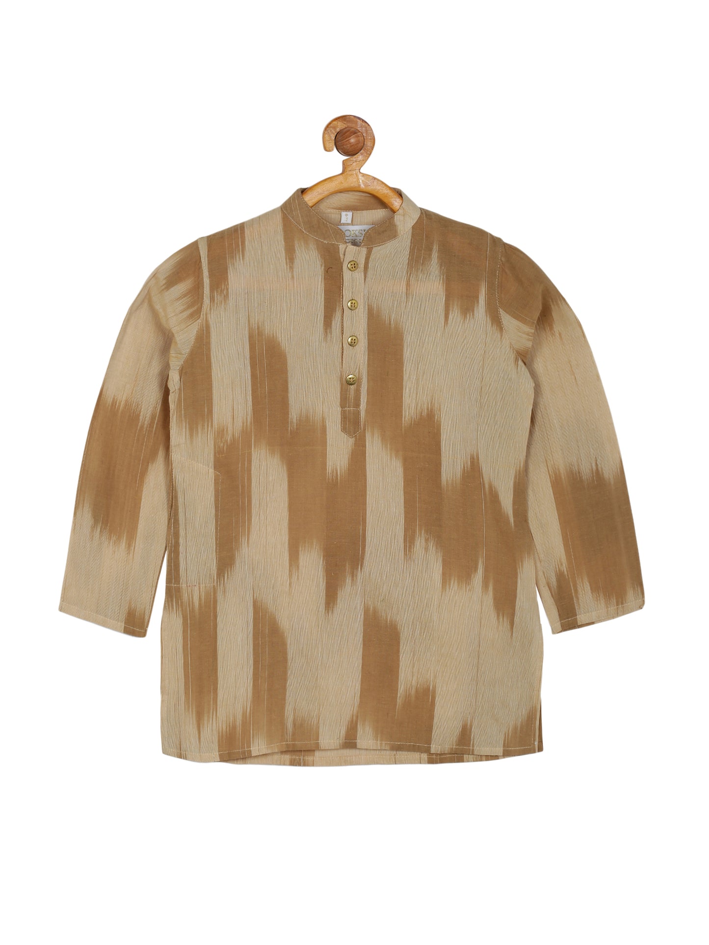 PAROKSH Boys Mustard Yellow Dyed Pure Cotton Ikat straight Kurta