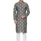 PAROKSH Men Grey & White Ethnic Motifs Khadi Handloom Pure Cotton Kurta