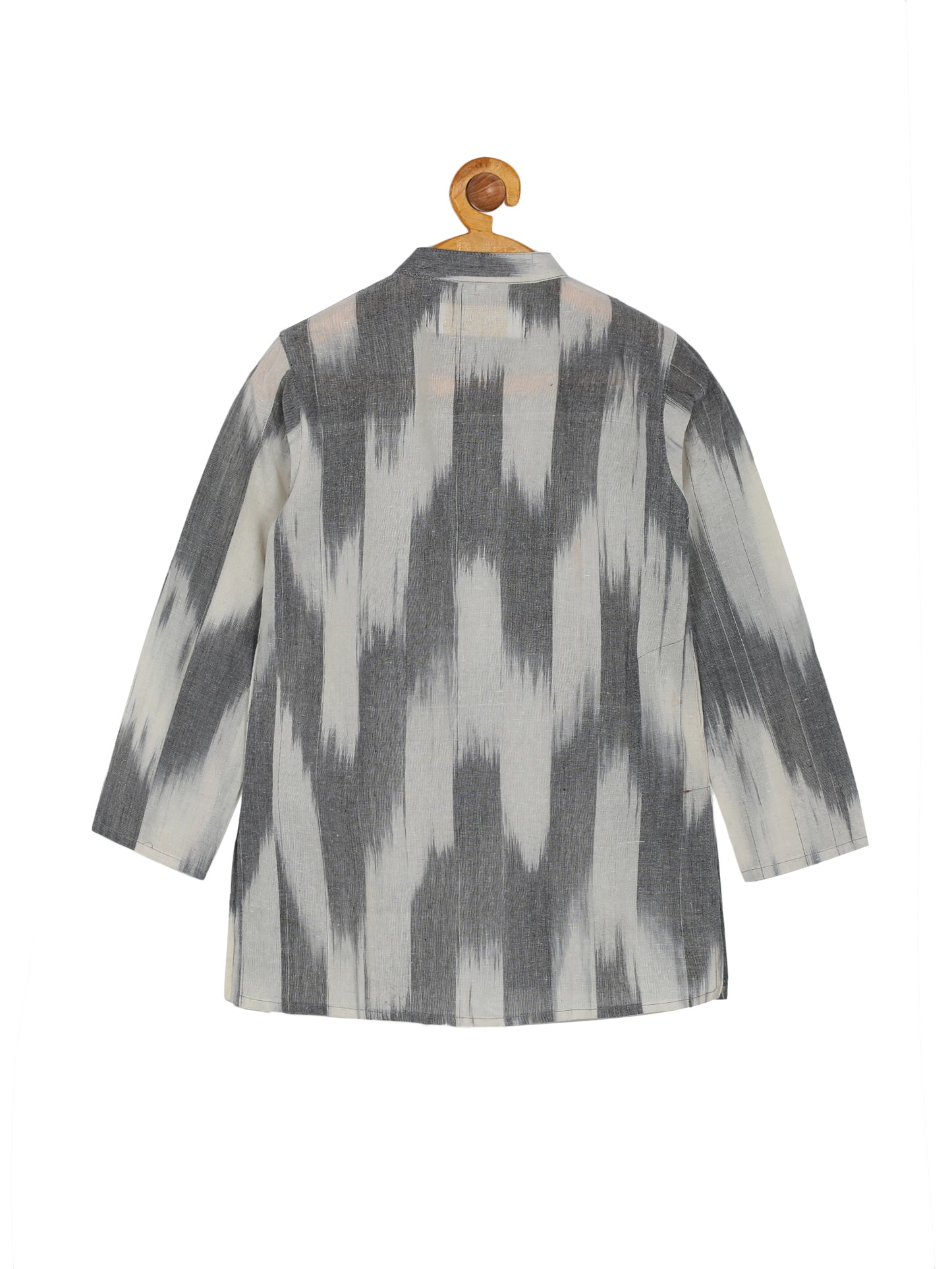 PAROKSH Boys Off White & Grey Dyed Pure Cotton Ikat straight Kurta