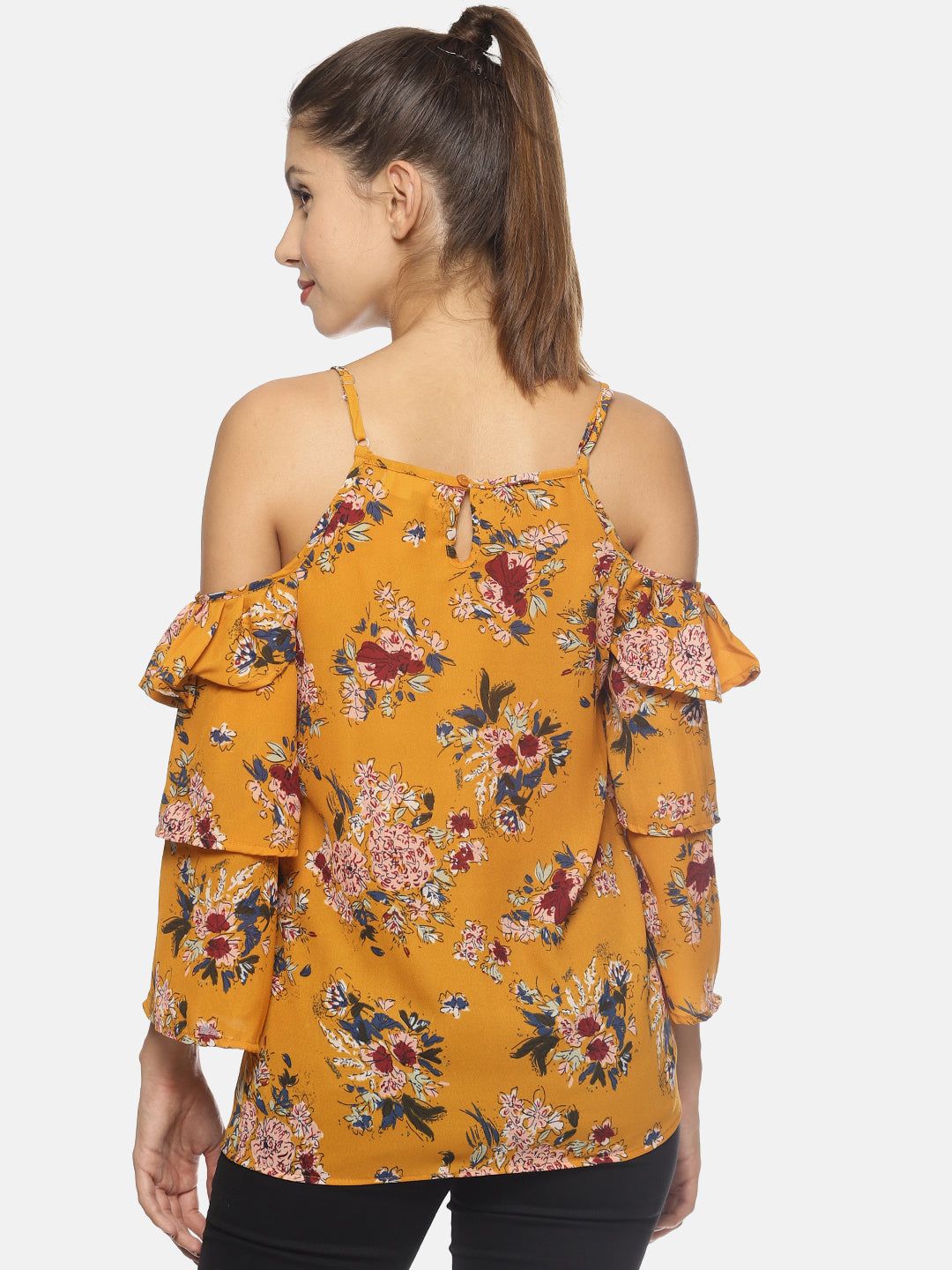 SAHORA Women printed cold shoulder Top