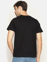 Men's printed round neck black t-shirt