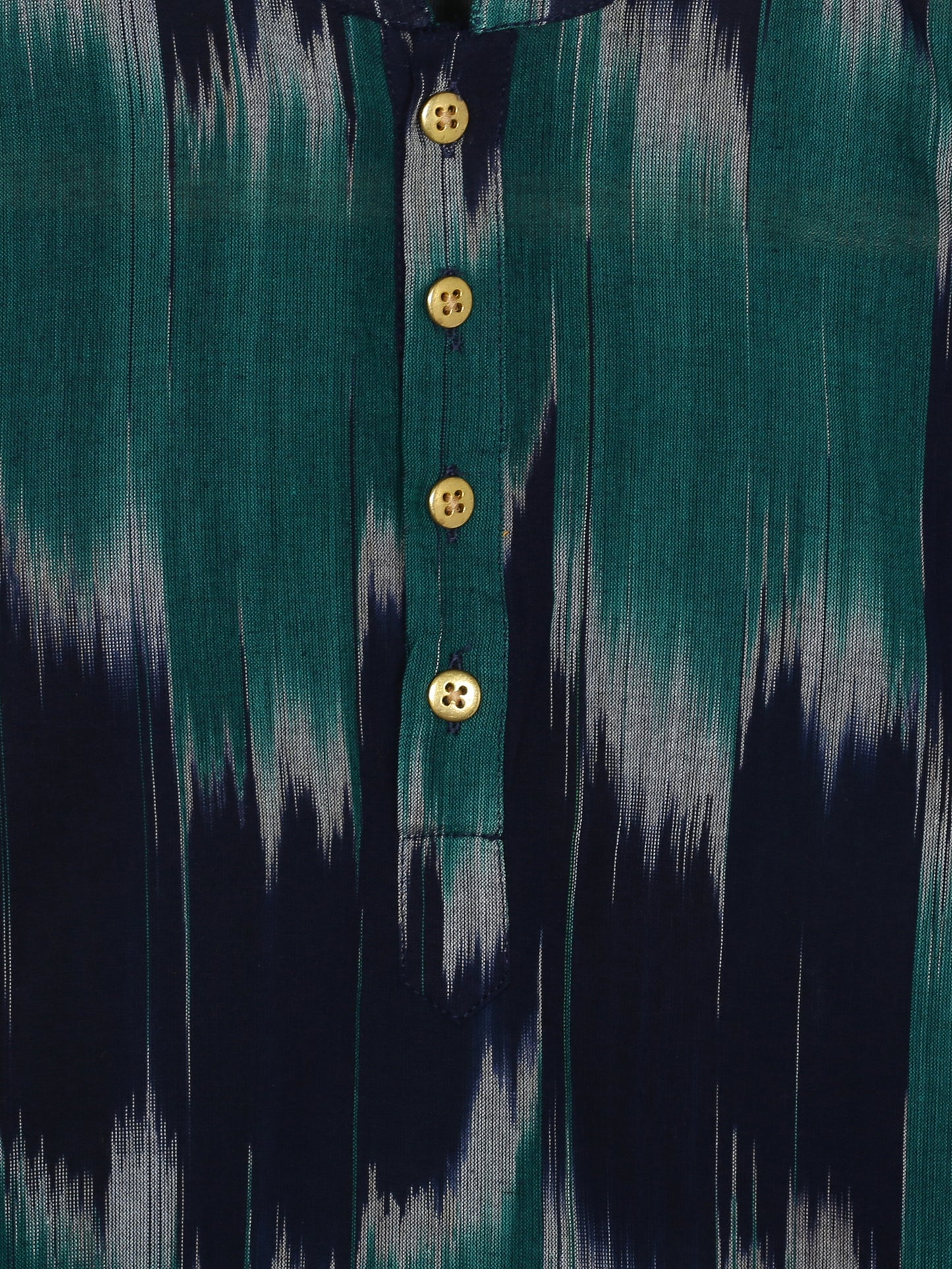 PAROKSH Boys Blue Dyed Flared Sleeves Shadow Work Khadi Handloom Kurta