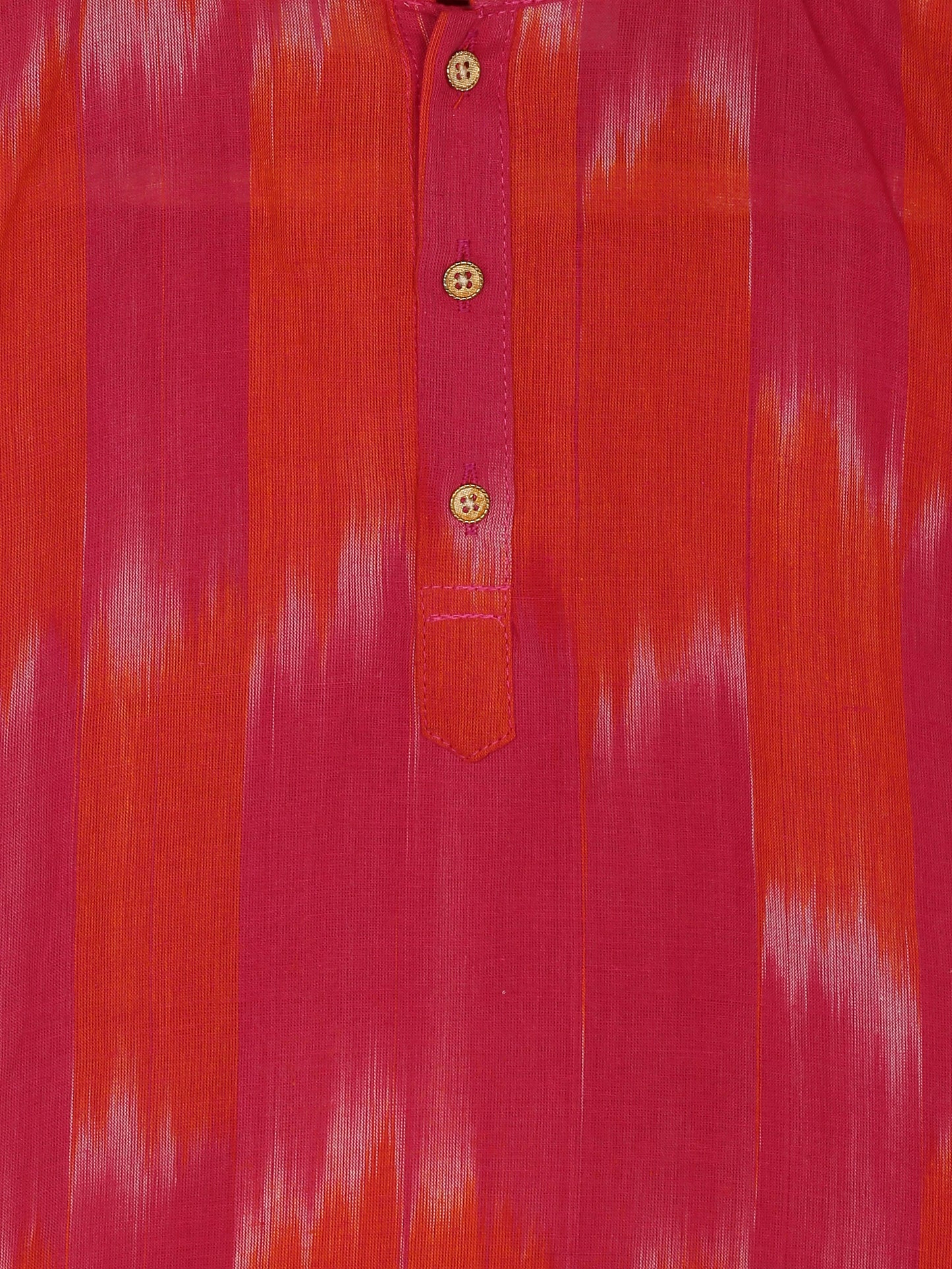 PAROKSH Boys Pink Dyed Pure Cotton Ikat straight Kurta