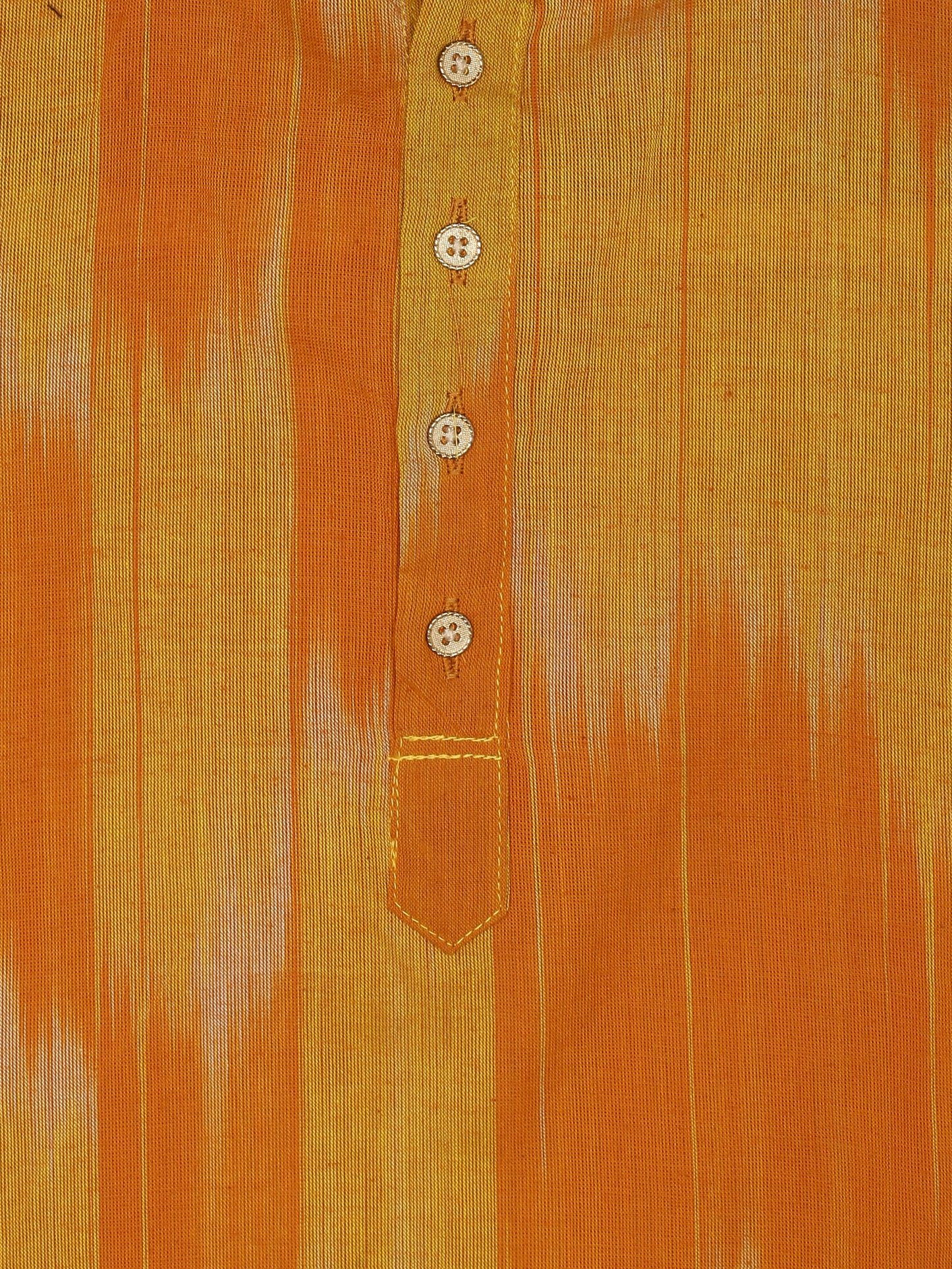 PAROKSH Boys Orange Dyed Flared Sleeves Thread Work Pastels Khadi Handloom Kurta